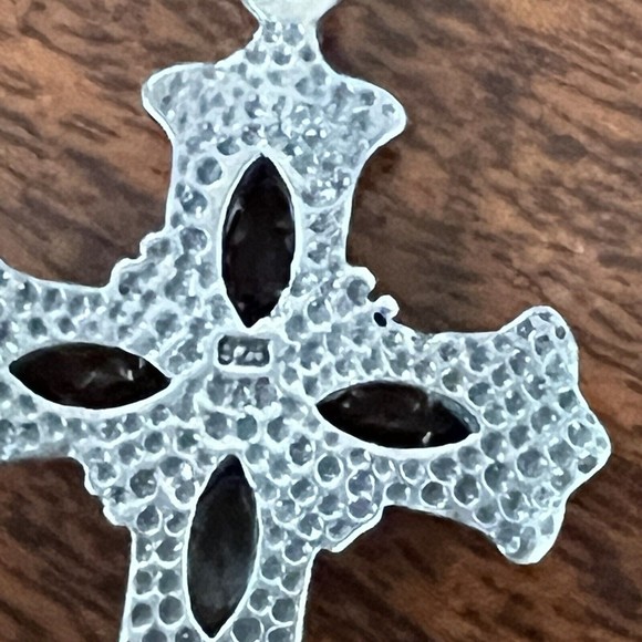 Sterling Silver .925 multi gemstone cross pendant necklace - Picture 8 of 11